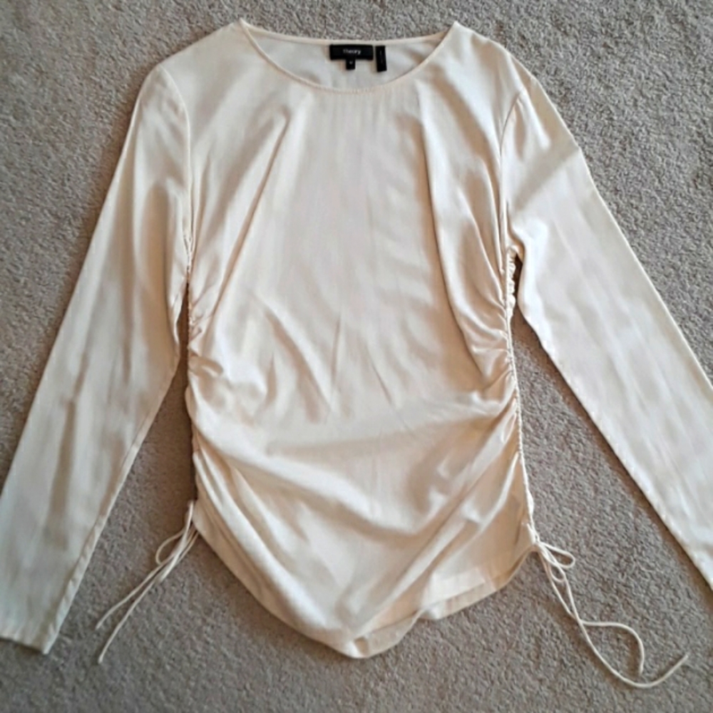 Theory Silk Stretch Rutched Top
